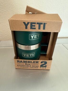 YETI Rambler 6 oz Stackable Mugs 2 Pack Green Durasip Ceramic Lining NWT